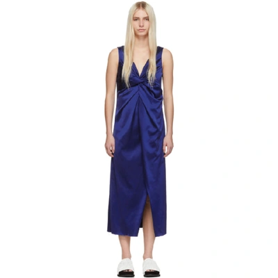 Shop Marina Moscone Blue V-neck Twisted Dress