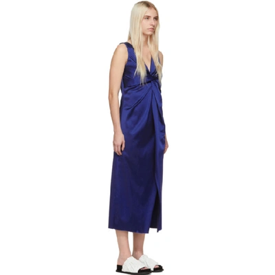 Shop Marina Moscone Blue V-neck Twisted Dress