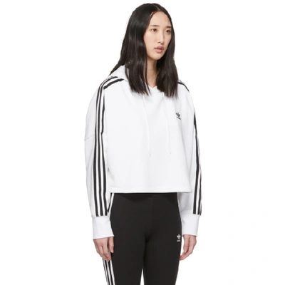 Shop Adidas Originals White Cropped Hoodie