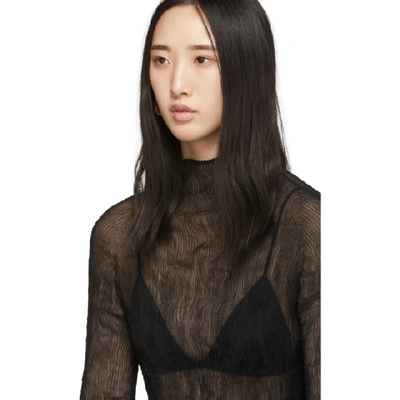 Shop Issey Miyake Black Chiffon Twist Blouse In 15 Black