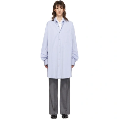 Shop Maison Margiela Blue Tumbled Shirt In 479 Blue