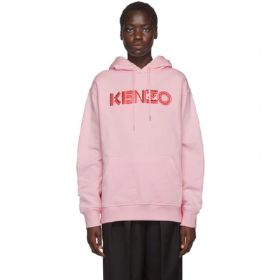 Shop Kenzo Pink Cords Logo Hoodie