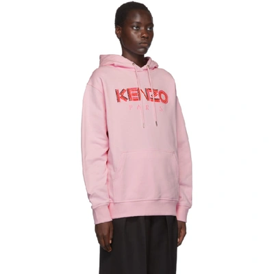 Shop Kenzo Pink Cords Logo Hoodie