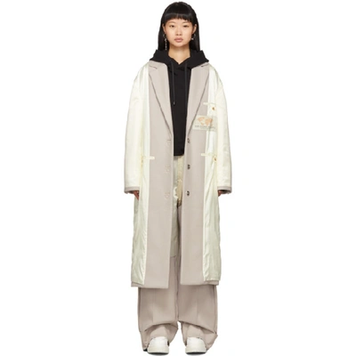 Shop Mm6 Maison Margiela Off-white Inside-out Coat In 101 Off Whi