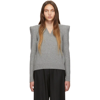 Shop Stella Mccartney Grey Wide Shoulder Sweater In 1500 Grey