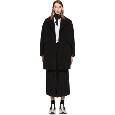 Shop Mm6 Maison Margiela Black Wool Felt Coat In 900 Black