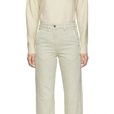 Shop Lemaire Off-white Twisted Jeans In 001 Chalk