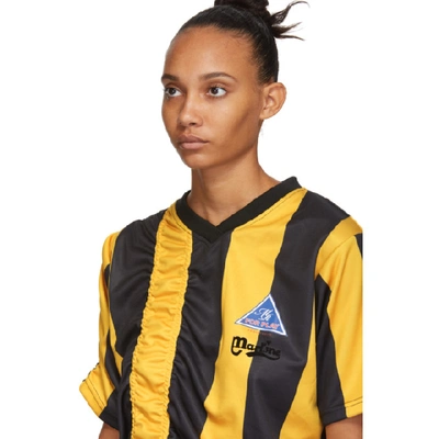 Shop Martine Rose Yellow And Black Ruched Football T-shirt In Ylw/blk