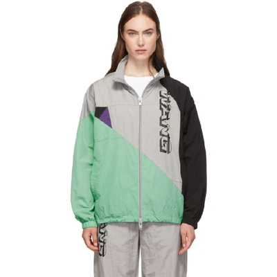 Shop Alexander Wang T Grey Wash & Go Colorblock Jacket In 332 Aloe Mu