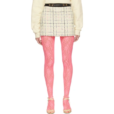 Shop Gucci Off-white And Pink Miniskirt In 9283 Pink