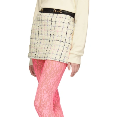 Shop Gucci Off-white And Pink Miniskirt In 9283 Pink