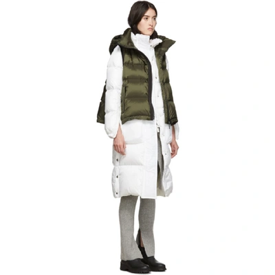 Shop Sacai White And Green Down Puffer Coat In 503