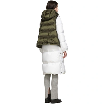 Shop Sacai White And Green Down Puffer Coat In 503