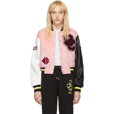 Shop Opening Ceremony Pink Shrunken Varsity Jacket. In 6808 Pinksa