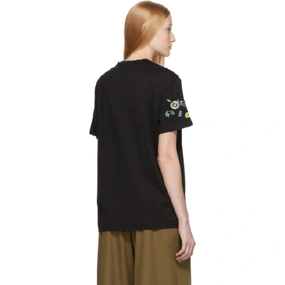 Shop Givenchy Black Masculine Floral Embroidered T-shirt