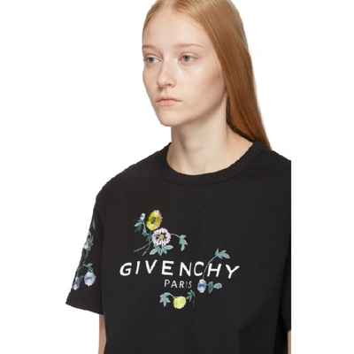 Shop Givenchy Black Masculine Floral Embroidered T-shirt