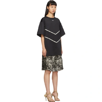 Shop Off-white Black & White Intarsia Sweatshirt Dress In Black/white