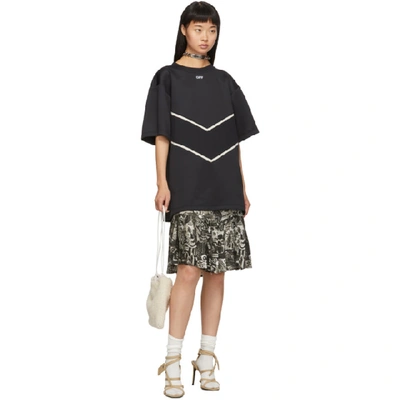 Shop Off-white Black & White Intarsia Sweatshirt Dress In Black/white