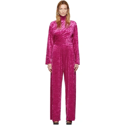 Balenciaga Crushed-velvet Turtleneck Jumpsuit In Pink | ModeSens