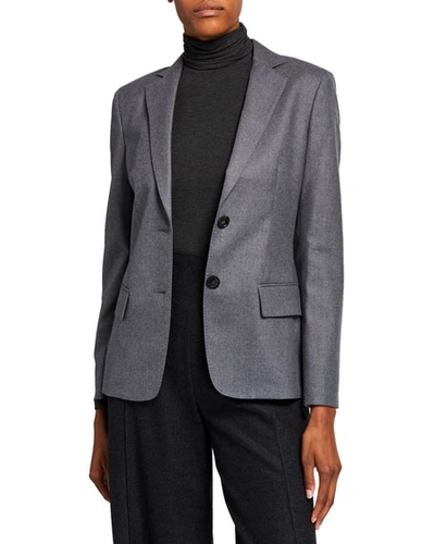 Shop Agnona Wool Flannel 2-button Jacket In Gray