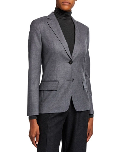 Shop Agnona Wool Flannel 2-button Jacket In Gray