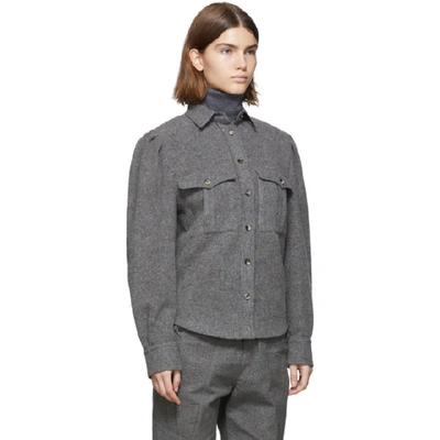 Shop Isabel Marant Grey Wool Florrie Pocket Shirt In 02gy Grey