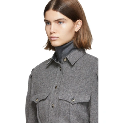 Shop Isabel Marant Grey Wool Florrie Pocket Shirt In 02gy Grey