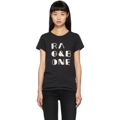 Shop Rag & Bone Rag And Bone Black Logo Vintage T-shirt In 1 Black
