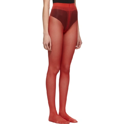 Shop Gucci Red Plain Logo Tights In 6525 Orange