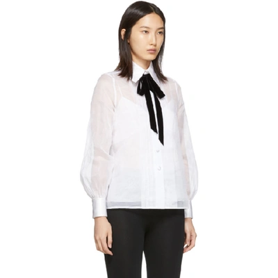 Shop Marc Jacobs White Pleated Ribbon Shirt In 100 White