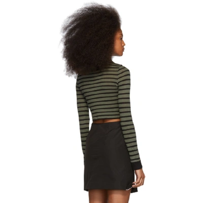 Shop Alexander Wang T Alexanderwang.t Khaki Striped Slub Mock Neck Sweater In Cargo/black