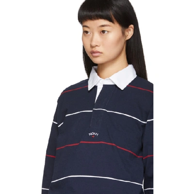 Shop Noah Nyc Navy Striped Logo Rugby Polo In Navy Combo