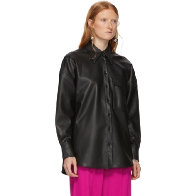 Shop Tibi Black Faux-leather Relaxed Utility Blouse