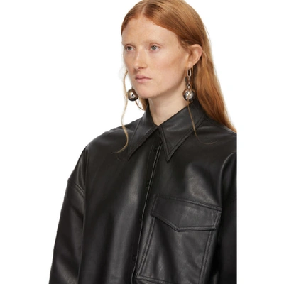 Shop Tibi Black Faux-leather Relaxed Utility Blouse