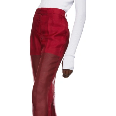 Shop Helmut Lang Red Straight Organza Trousers