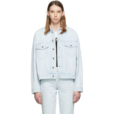 Shop Alexander Wang Blue Denim Game Jacket In 420 Paleblu