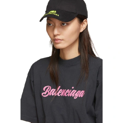 Shop Balenciaga Black And Pink Glossy Back Pulled T-shirt In 8465 Blk Pi