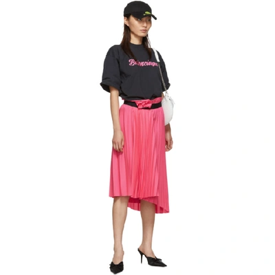 Shop Balenciaga Black And Pink Glossy Back Pulled T-shirt In 8465 Blk Pi