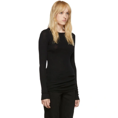 Shop Rick Owens Black Ribbed Round Neck Sweater In 09 Black