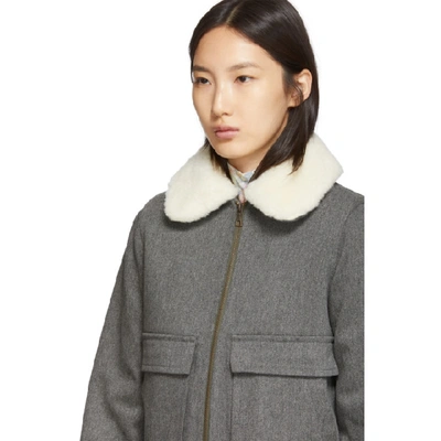 Shop A.p.c. Grey Wool Snowbird Bomber Jacket