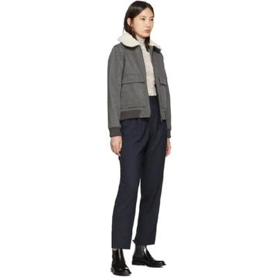 Shop Apc A.p.c. Grey Wool Snowbird Bomber Jacket