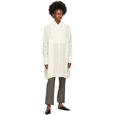 Shop Jil Sander Off-white Classic Collar Plastron Shirt In 107 Anqtiw