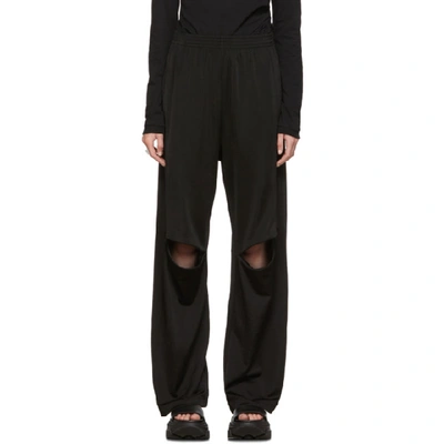 Shop Mm6 Maison Margiela Black Knee Zip Lounge Pants In 900 Black