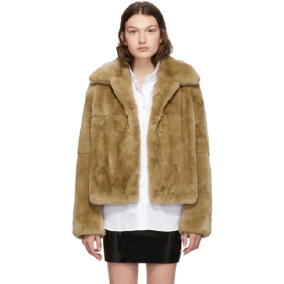 Shop Yves Salomon Tan Rex Rabbit Fur Short Jacket In A2021 Sesam