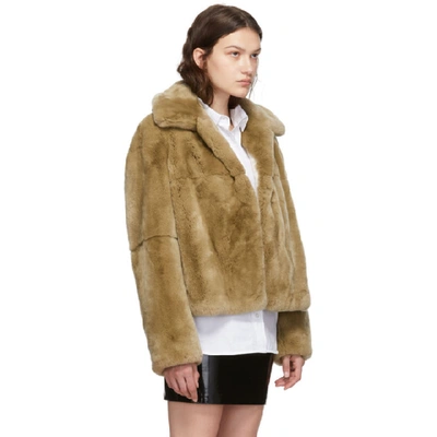 Shop Yves Salomon Tan Rex Rabbit Fur Short Jacket In A2021 Sesam