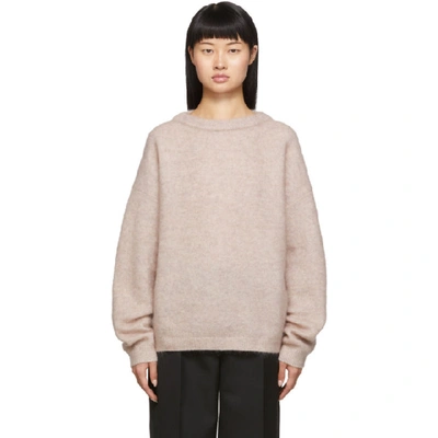 Shop Acne Studios Pink Mohair Oversized Sweater In Powder Pink