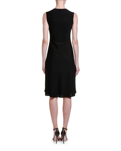 Shop Giorgio Armani Ottoman-knit V-neck Dress In Black