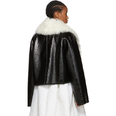 Shop Loewe Black And White Shearling Leather Jacket In 1102 Blkwhi