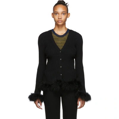 Shop Opening Ceremony Black Ostrich Feather Cardigan In 0001 Black