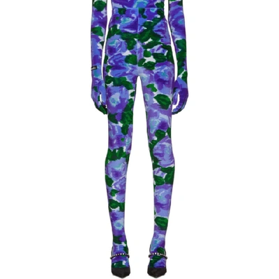 Shop Richard Quinn Blue Floral Leggings